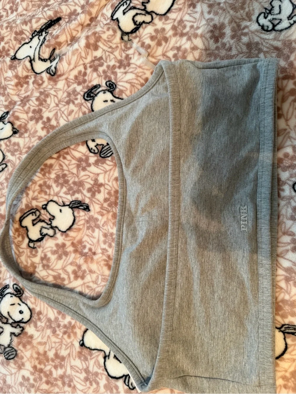 PINK Victoria's Secret Heather Gray Seamless Racerback Sports Bralette